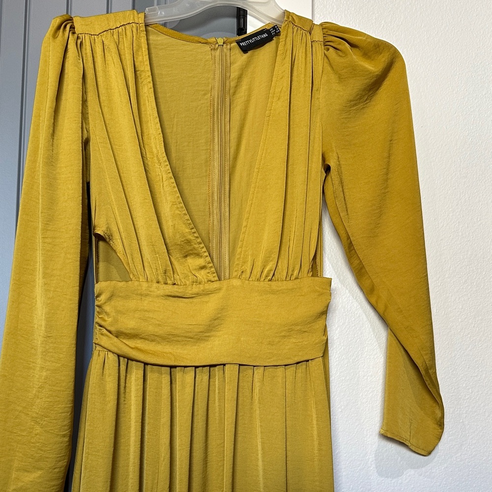 Prettylittlething Mustard Long Sleeve Dress